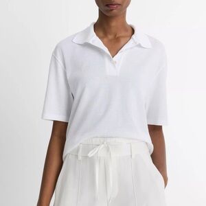 NWT Vince Easy Cotton Polo Shirt Women's White M